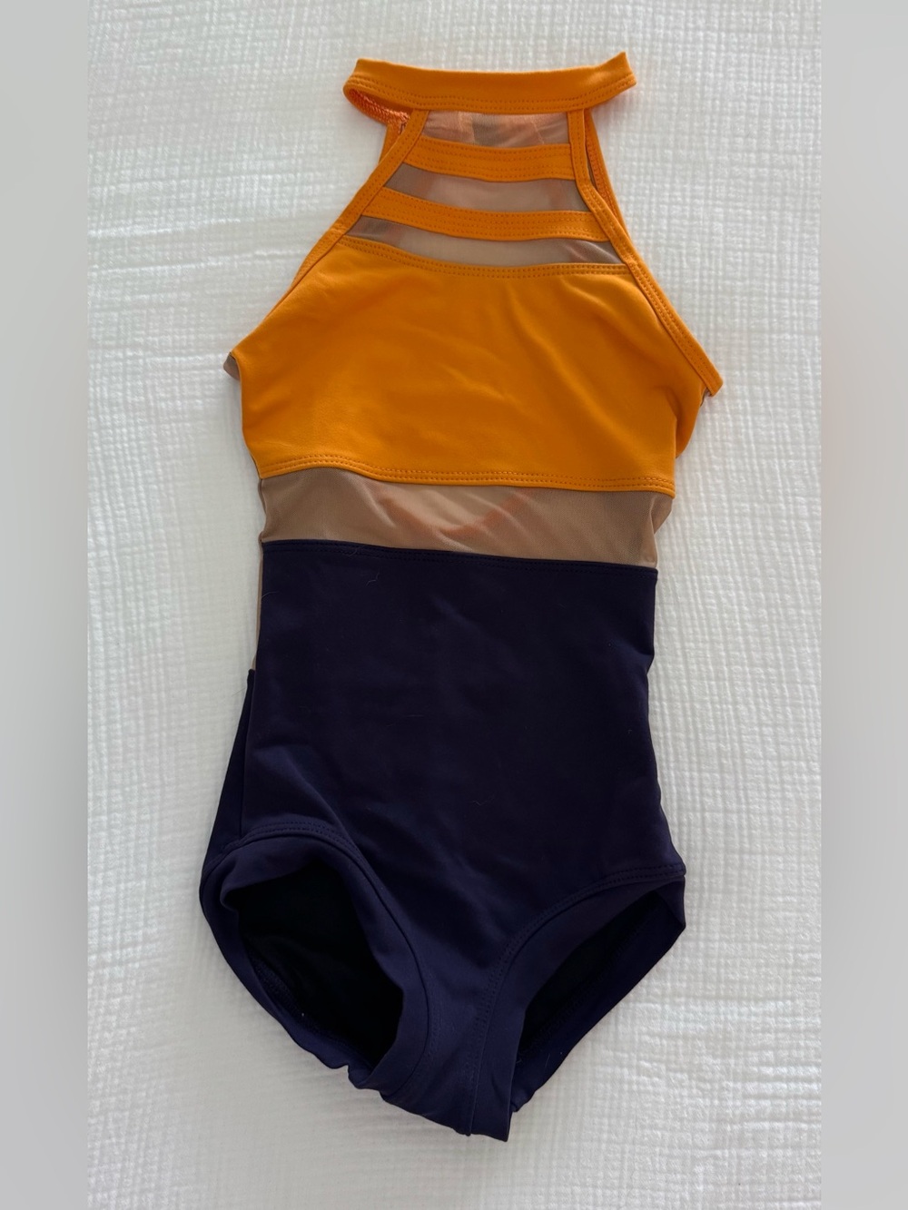 Five Dancewear Colorblock High-Neck Leotard - Orange/Navy